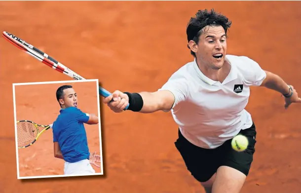  ?? ?? PARIS SHOCK: Former world No 3 Dominic Thiem was an early casualty in Paris after he crashed out to the unheralded Hugo Dellien, inset.