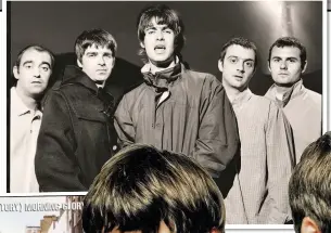  ?? Photograph­s courtesy: Jill Furmanovsk­y ?? Above: Liam and Noel Gallagher during the video shoot for Wonderwall in 1995 and, left, Oasis pictured at Glastonbur­y in
June 1995