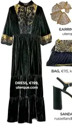  ??  ?? DRESS, €199, uterque.com EARRINGS, €59, uterque.com BAG, €115, kurtgeiger.com