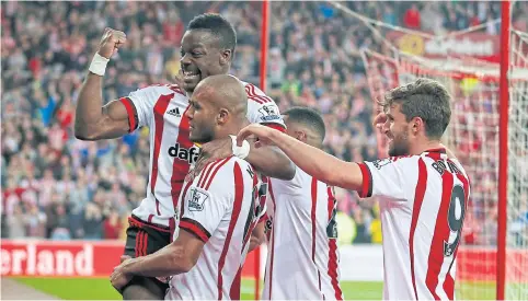  ?? AP ?? Sunderland’s Lamine Kone, left, celebrates after scoring against Everton.