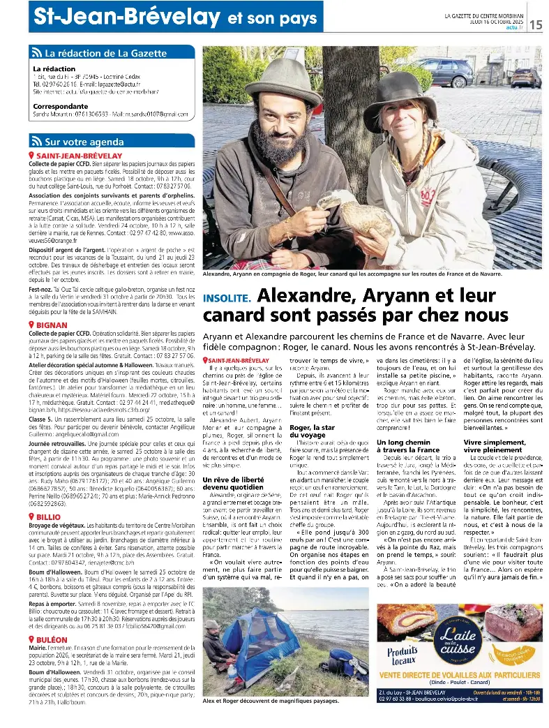 Alexandre, Aryann et leur canard sont passés par chez nous - PressReader