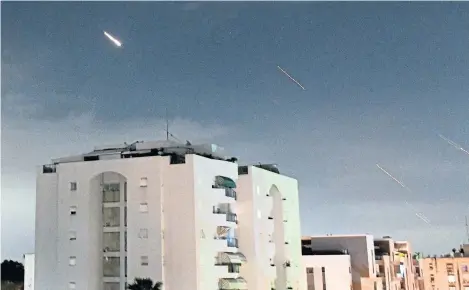  ?? ?? ESCALATION FEAR: The Israeli Iron Dome air defence system was launched to intercept missiles fired from Iran.