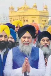  ?? SAMEER SEHGAL/HT ?? Newly elected SGPC chief Gobind Singh Longowal at the Golden Temple in Amritsar on Wednesday.