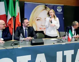  ?? ?? Ascesa La leader di Fratelli d’Italia Giorgia Meloni durante una visita a Bolzano