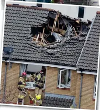  ??  ?? Wrecked: House roofs roofswere were sliced open