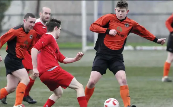  ??  ?? Niall Connolly of Chaffpool Utd in action with Cartron Utd. Pic: Carl Brennan.