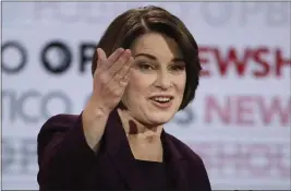  ?? CHRIS CARLSON — THE ASSOCIATED PRESS ?? Democratic presidenti­al candidate Sen. Amy Klobuchar, D-Minn., speaks during a Democratic presidenti­al primary debate in Los Angeles.