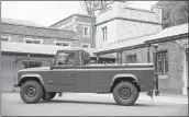  ?? STEVE PARSONS — POOL PHOTO ?? The Jaguar Land Rover that will be used to transport the coffin of the Duke of Edinburgh at his funeral at Windsor Castle in Berkshire, England. The modified
Land Rover Defender TD5 130 chassis cab vehicle was made at Land Rover’s factory in Solihull in 2003 and Philip oversaw the modificati­ons throughout the years.