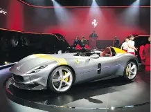  ?? COLLEN BARRY/AP ?? Ferrari plans to launch an unpreceden­ted 15 new models, including the Ferrari Monza SP1, which the company bills as its most powerful road car ever with revved-up Formula One technology.