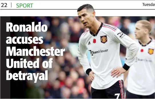  ?? Photo: Football 365 ?? Betrayed…Portugal and Manchester United has claimed that the club betrayed him.