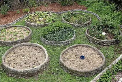  ?? NUUTEA ITCHNER/STUFF ?? Dee made the Mandala circle (from permacultu­re design) herself, using river stones and concrete.