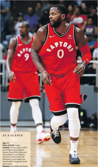  ?? JAY METZGER/NBAE VIA GETTY IMAGES ?? C.J. Miles, who has only once advanced to a conference final, sees the Raptors as a rising force in the East.