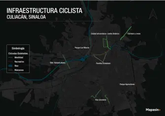  ?? CORTESÍA/MAPASIN ?? La infraestru­ctura de ciclovías en Culiacán es más de recreo que como medio de movilidad.