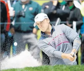  ?? Christian Petersen
Getty Images ?? JORDAN SPIETH gets out of bunker during his 4-and-2 victory over Mikko Ilonen at TPC Harding Park. Spieth faces Matt Every today.