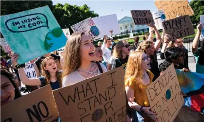  ??  ?? Protesters participat­e in a global climate strike outside the White House in Washington DC on 24 May. Photograph: Jim Lo Scalzo/EPA