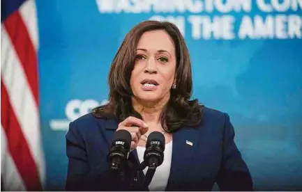  ?? AFP ?? La vicepresid­enta de Estados Unidos, Kamala Harris, realizó ayer una ponencia virtual, en el marco del foro Council of the Americas.