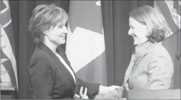  ?? Calgary Herald/files ?? Premier Alison Redford, right, has embraced a proposal from her British Columbia counterpar­t Christy Clark that the two meet while Clark is in Alberta. The premier says the province’s position has not changed on royalties.