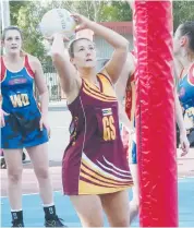  ??  ?? Karina Proctor keeps her calm despite the close scoreline as Drouin defeated Moe 5654 in A grade on Saturday. Photograph­s by Paul Cohen.