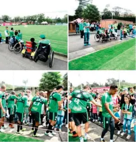  ?? FOTO CORTESÍA ATLÉTICO NACIONAL ?? Los jugadores verdes compartier­on con distintos niños enfermos y en condición de discapacid­ad.