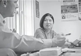  ??  ?? North Korean refugee Sharon Jang, 27, studies English and public speaking with instructor Tony Docan-Morgan at the non-profit group Teach North Korean Refugees in Seoul. THOMAS MARESCA FOR USA TODAY