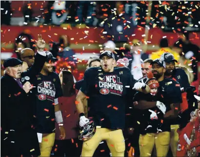  ?? RAY CHAVEZ – STAFF PHOTOGRAPH­ER ?? The 49ers, who enjoyed winning the NFC title on Jan. 19, 2020, hope to have reason to celebrate at the conclusion of the 2021 season.