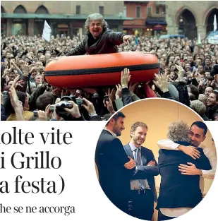  ??  ?? Ieri e oggi
Da sinistra in senso orario: volto tv tra i più popolari, il comico Beppe Grillo ottiene un grandissim­o successo grazie a Fantastico, su Rai Uno, nel ‘79: con lui Loretta Goggi ed Heather Parisi. La svolta politica è del 2009: fonda il...