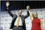  ?? RICHARD DREW — ASSOCIATED PRESS ?? Dutchess County Executive Marc Molinaro and Julie Killian, his running mate for lieutenant governor, acknowledg­e delegates’ applause at the New York state Republican Convention in New York on Wednesday.