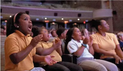  ?? RICHARD BURKHART/SAVANNAH MORNING NEWS ?? Students from Andrea B. Williams Elementary sing along during the Savannah Music Festival Musical Explorers concert at Trustees Theater.