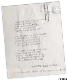  ??  ?? Poema mecanograf­iado por Calvo-Sotelo en Cartagena de Indias en febrero de 1976