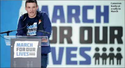  ?? PHOTO: GETTY IMAGES ?? Cameron Kasky at a rally in March