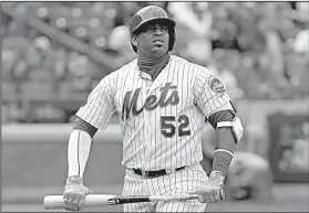  ?? AP/KATHY WILLENS ?? New York Mets outfielder Yoenis Cespedes has not played since May 13 because of a right hip flexor strain, and the Mets have struggled in his absence.