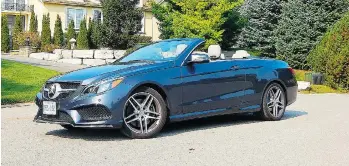  ?? BRIAN HARPER/DRIVING ?? The 2016 Mercedes-Benz E 400 Cabriolet offers a luxurious ride without sacrificin­g sportiness.