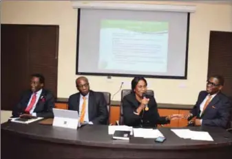  ??  ?? L-R: Mr Tunde Busari, SAN, Counsel, Internatio­nal Court of Arbitratio­n, Paris France, Mr. Tunde Ogunseitan , Mrs. Doyin Rhodes-Vivour and Dr. Bayo Adaralegbe, SAN