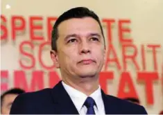  ??  ?? BUCHAREST: Picture taken on December 28, 2016 shows Romanian social-democrat Sorin Grindeanu during a press conference in Bucharest. Romania’s centre-right president Klaus Iohannis yesterday named Sorin Grindeanu as the nation’s new prime minister. — AFP
