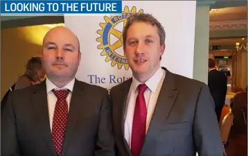  ??  ?? Colum Murphy, MD, Kehoe & Assoc, with Niall Reck, president, Wexford Rotary, at Colum’s County Wexford Property Review 2016 and Outlook for 2017 presentati­on for Rotary in the Riverbank House Hotel.