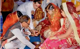  ?? — PTI ?? Madhya Pradesh chief minister Shivraj Singh Chouhan during the Narmada Seva Yatra in Jabalpur on Wednesday night.