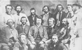  ??  ?? Louis Riel, second row centre, is surrounded by key members of the Métis provisiona­l government in December 1869.