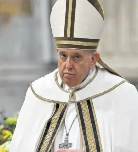  ?? (Photo: AFP) ?? Pope Francis presides over a mass for the Solemnity of the
Conversion of St Paul - Celebratio­n of Second Vespers, on January 25, 2023 at the Basilica of St Paul Outside-the-walls in Rome.