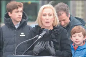  ?? PHOTO BY NICHOLAS BUONANNO - DIGITAL FIRST MEDIA ?? New York Sen. Kirsten Gillibrand launches her 2020explor­atory committee for President of the United States during a visit to her hometown of Brunswick, N.Y., on Wednesday, Jan. 16, 2019.