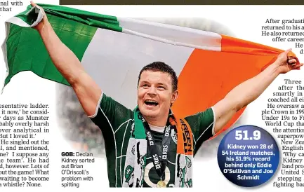  ??  ?? GOB: Declan Kidney sorted out Brian O’Driscoll’s problem with spitting