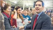  ?? AFP ?? Republican presidenti­al candidate Marco Rubio with supporters in South Carolina on Friday.