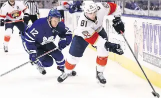  ?? NATHAN DENETTE/THE CANADIAN PRESS ?? The youth movement with the Toronto Maple Leafs including Connor Brown has the team riding a wave of early success in the NHL this season.
