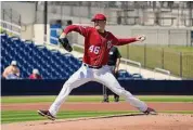  ?? Jeff Roberson/Associated Press ?? Washington Nationals starting pitcher Patrick Corbin throws during the first inning of a spring training game against the St. Louis Cardinals on Tuesday in West Palm Beach, Fla.