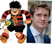  ??  ?? Mischief: Dennis the Menace with his catapult and the V&A’s Tristram Hunt