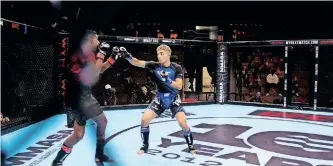  ?? | TAMRYN CHRISTIANS MzansiMMA ?? GERALDO Bok (right) was light on his feet and made it hard for Vedaman Canee to find any rhythm on day one of the IMMAF Africa Championsh­ips in Johannesbu­rg yesterday.