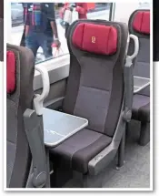  ??  ?? As well as bays of four with tables, there are also airline seats in the First Class section. Visible is a switch that enables the seat to recline.