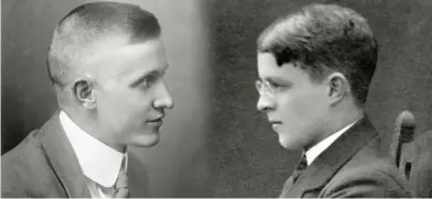  ?? Foto: Åbo aKademis biblioteK/Yle ?? FIENDER. Allan Wallenius och Carl-Rudolf Gardberg, två unga män i Åbo 1917 som kom att stå på motsatta sidor i inbördeskr­iget.