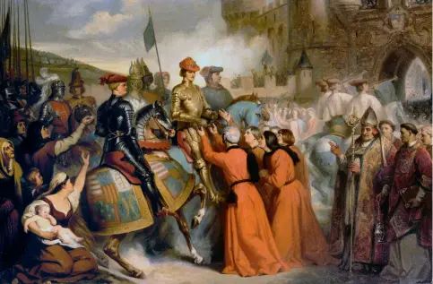  ??  ?? Entrée de Charles VII à Rouen, suivi de Dunois et de Jacques Coeur, le 10 novembre 1449, par Henri Decaisne (1799-1852).