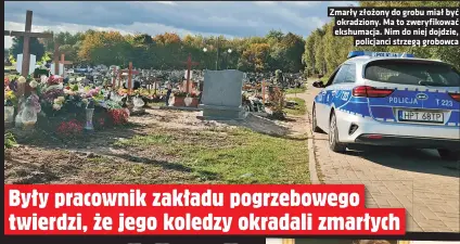  ?? ?? Zmarły złożony do grobu miał być okradziony. Ma to zweryfikow­ać ekshumacja. Nim do niej dojdzie, policjanci strzegą grobowca