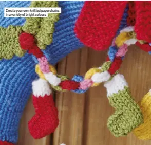  ??  ?? Create your own knitted paperchain­s in a variety of bright colours